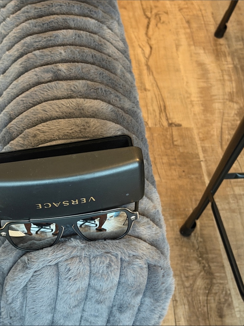 Versace Black Frame Sunglasses with Mirrored Lenses